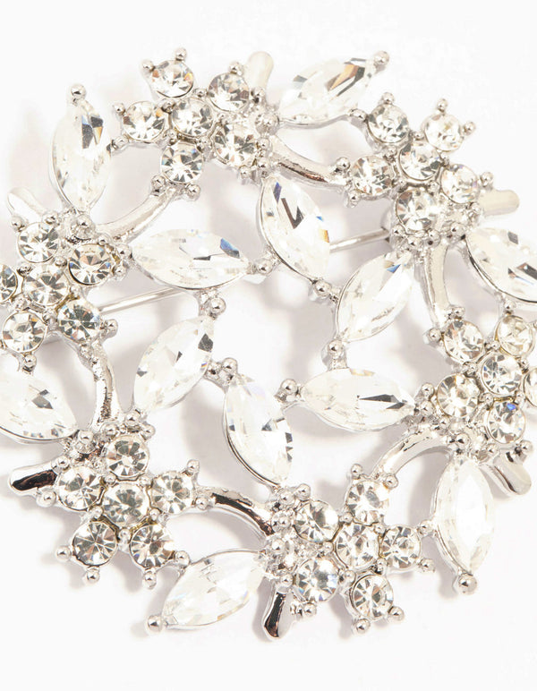 Silver Diamante Circle Brooch