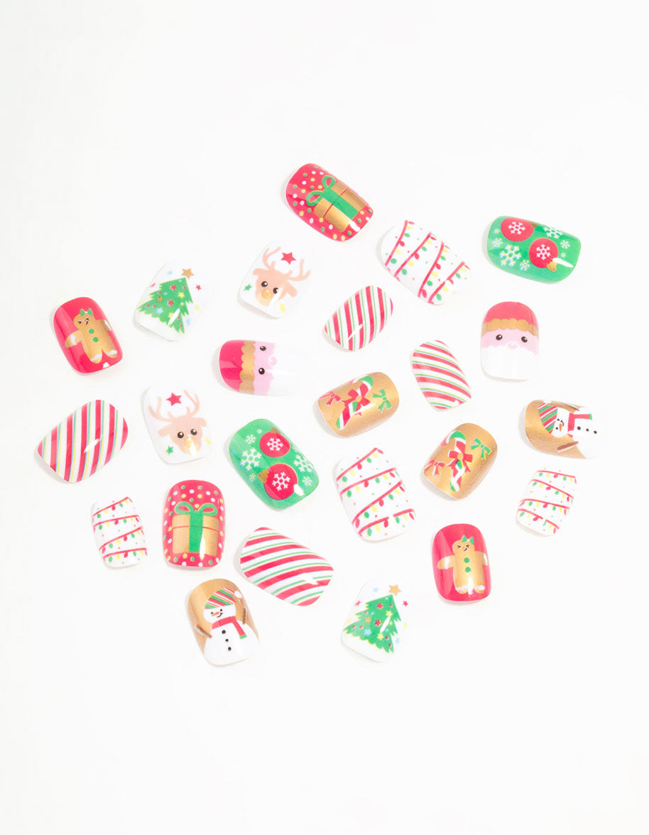 Green & Red Festive Press On Nail Set