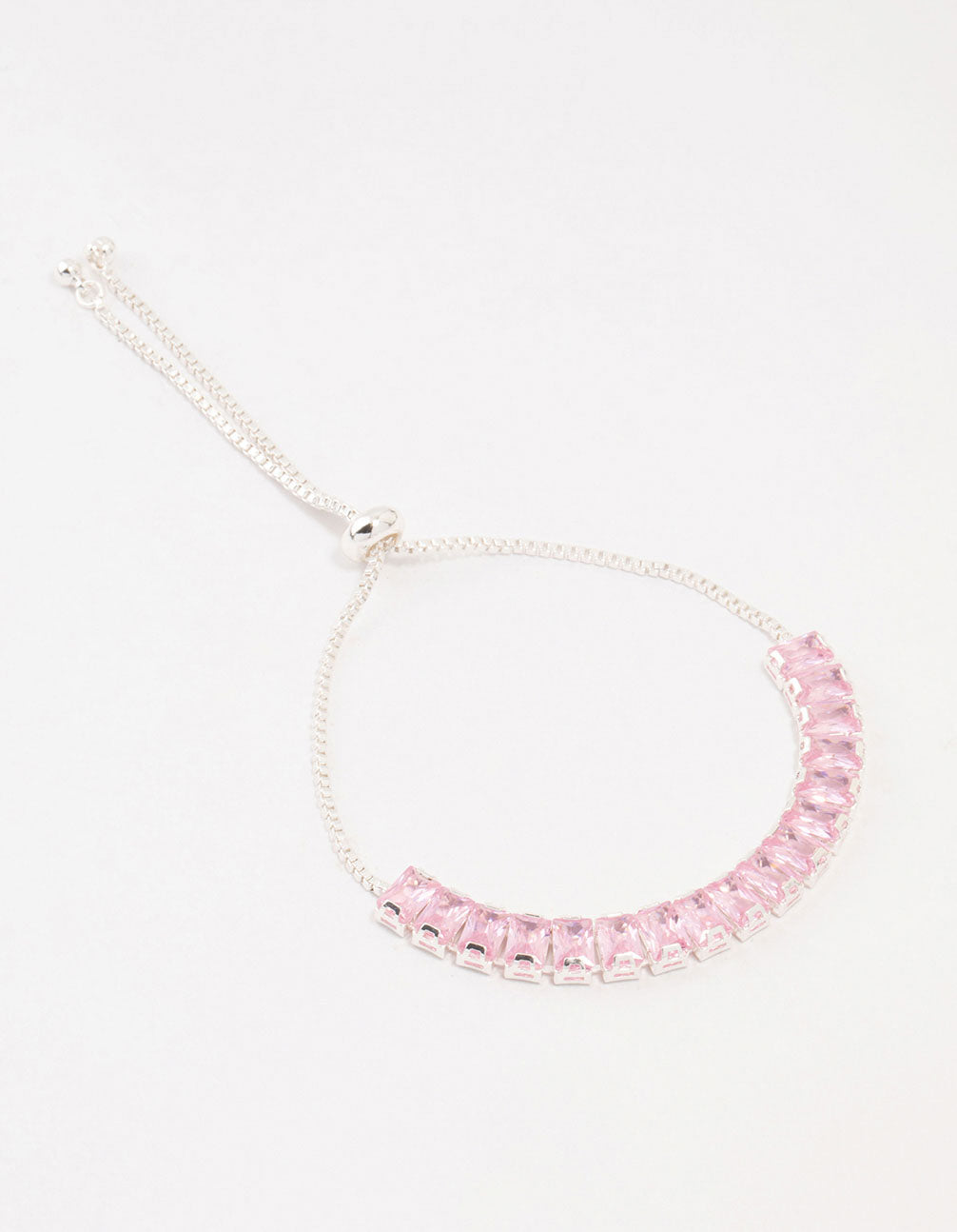 Large Pink Baguette Cubic Zirconia Toggle Bracelet