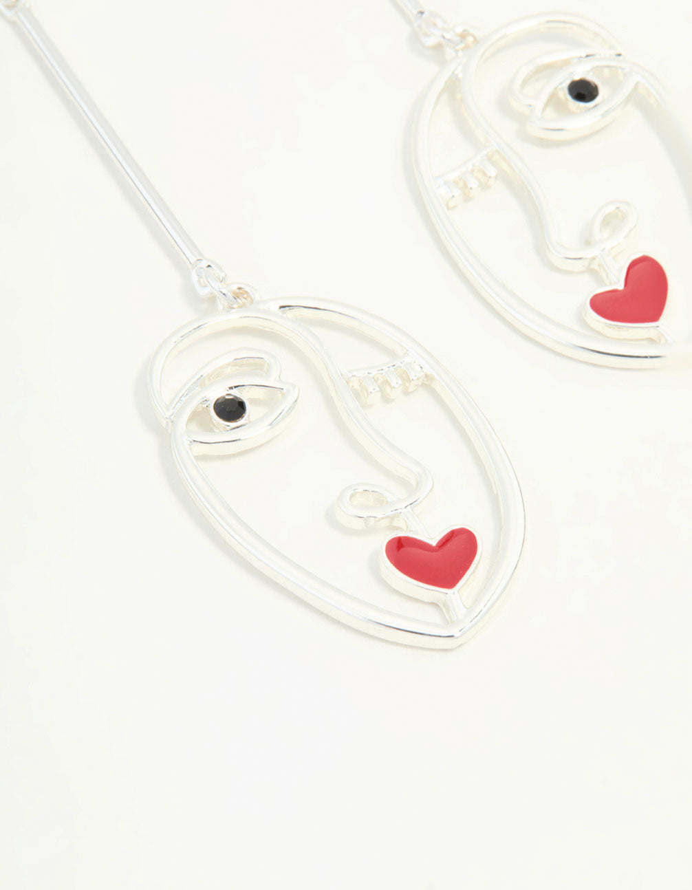 Silver Diamante Face Drop Earrings
