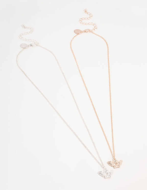 Mixed Metals Cherub Necklaces 2-Pack
