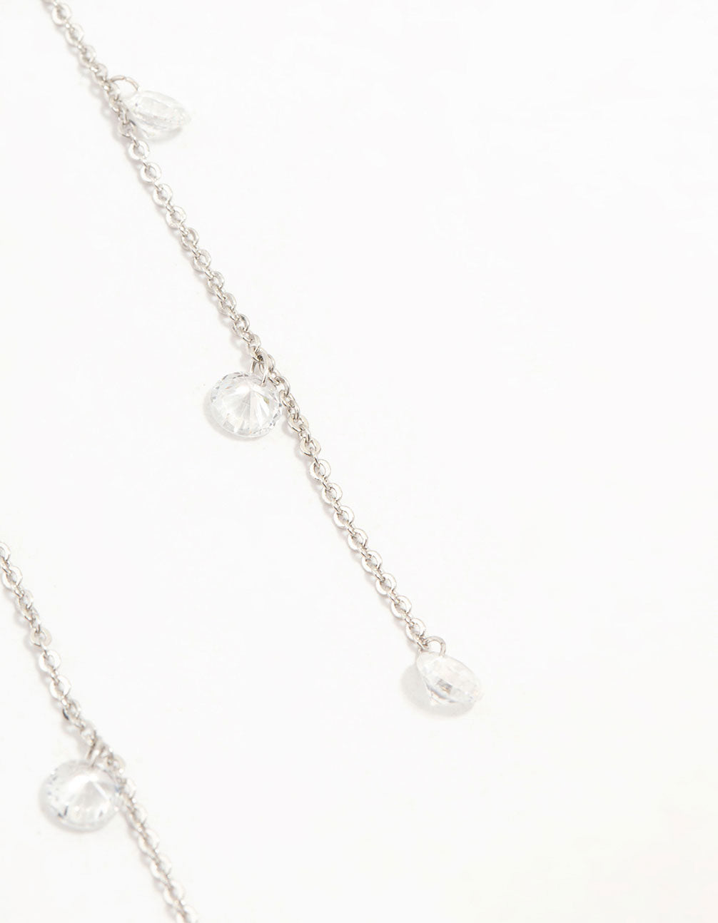 Silver Cubic Zirconia Flower Dangle Drop Earrings