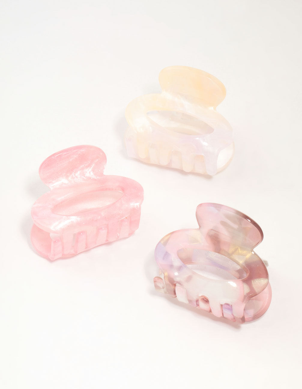 Mini Marbled Acrylic Oval Claw Clips 3-Pack
