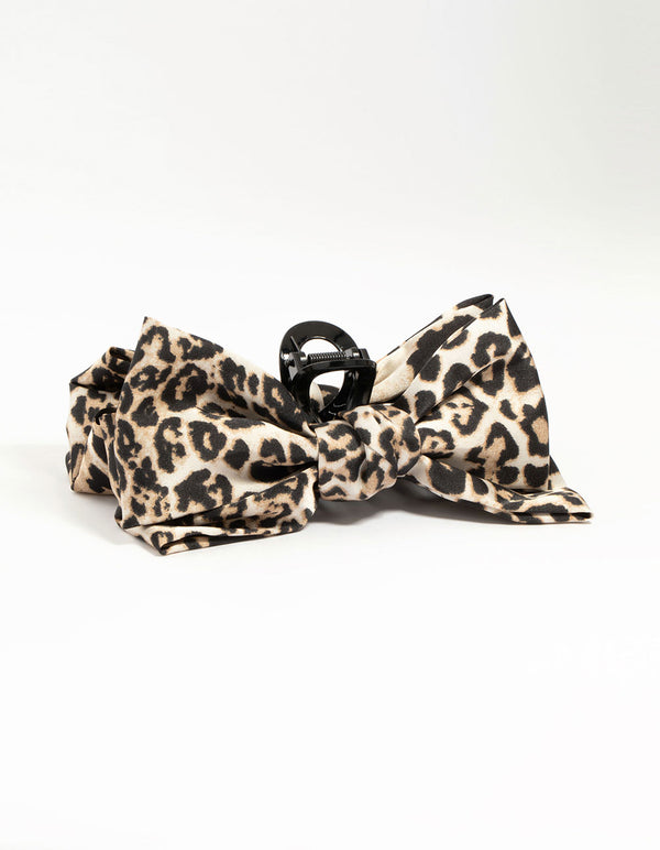 Large Leopard Print Fabric Claw Clip
