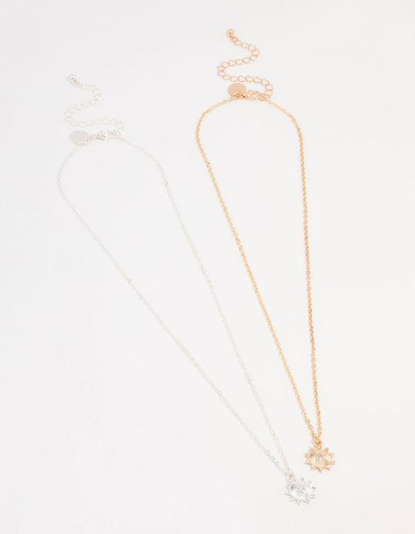Mixed Metals Celestial Heart Necklaces 2-Pack