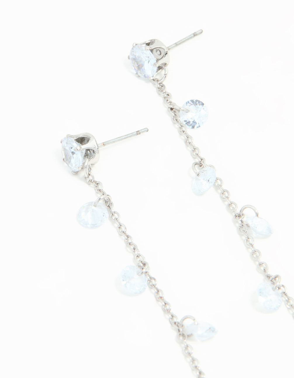 Silver Blue Cubic Zirconia Drop Earrings