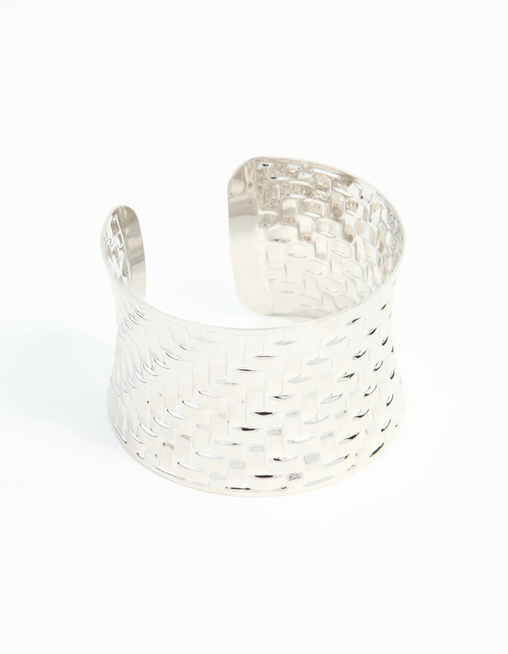 Silver Woven Large Wrist Cuff