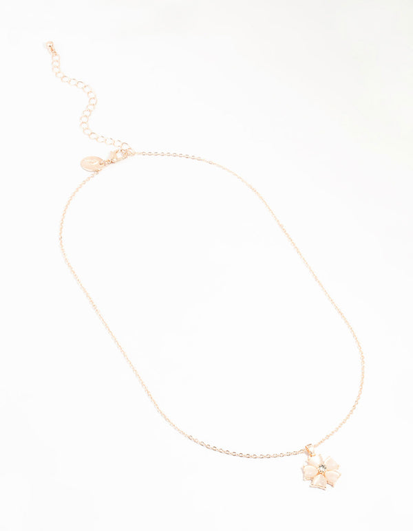Rose Gold Plated Flower Pendant Necklace
