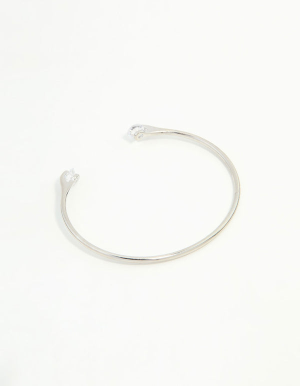 Silver Diamante Claw Narrow Wrist Cuff