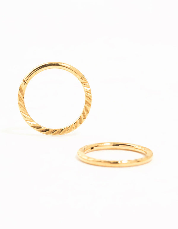 Gold Plated Titanium Flat Twisted Sleeper Earrings