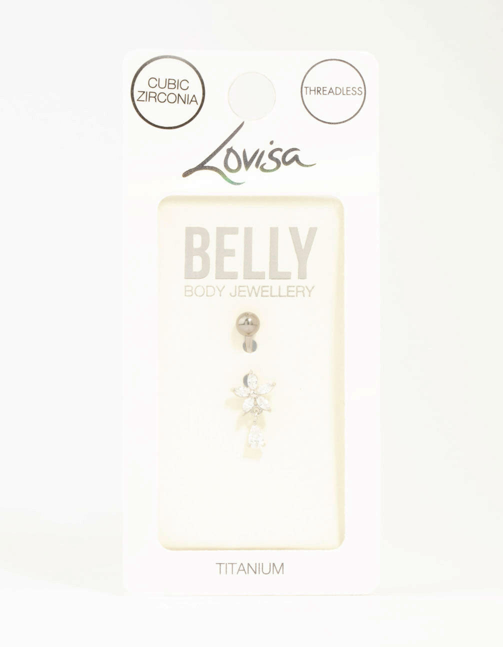 Titanium Cubic Zirconia Flower Threadless Belly Bar