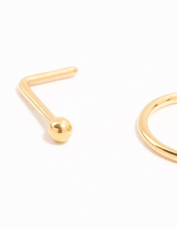 Gold Plated Titanium Cubic Zirconia Stud & Ring 3-Pack