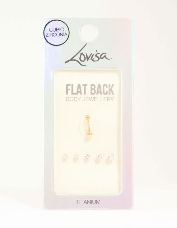 Gold Plated Titanium Graduating Stone Flat Backs 6-Pack