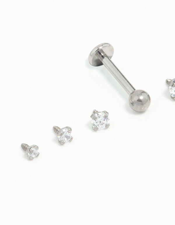 Titanium Graduating Cubic Zirconia Flat Backs 6-Pack