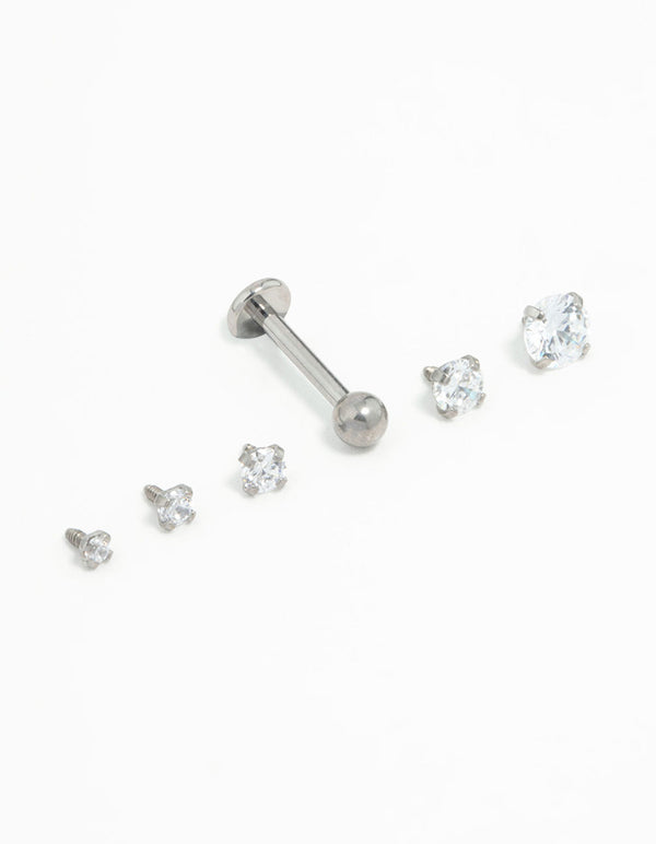 Titanium Graduating Cubic Zirconia Flat Backs 6-Pack
