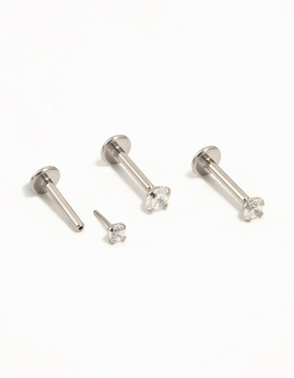 Titanium Cubic Zirconia Flat Backs 3-Pack