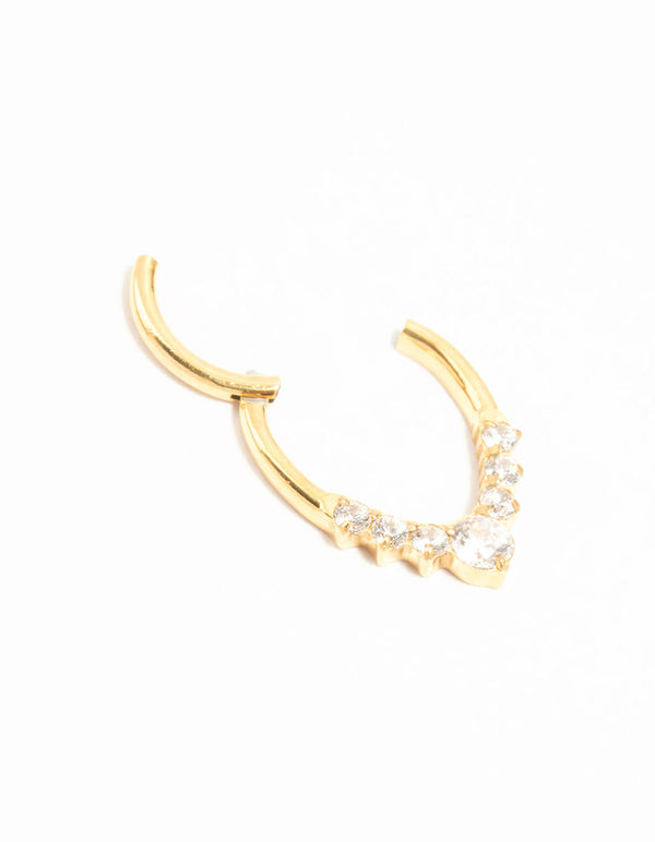 Gold Plated Titanium Cubic Zirconia Pointed Clicker Ring