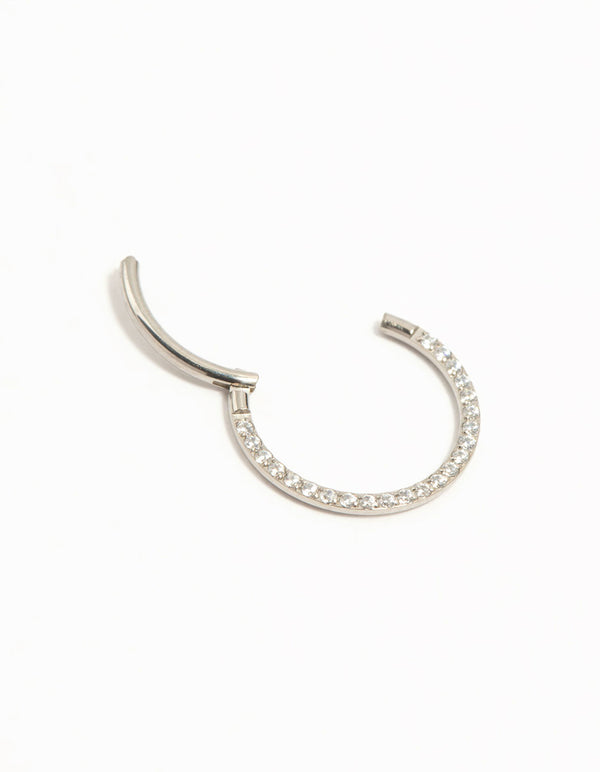 Titanium Cubic Zirconia Clicker Ring