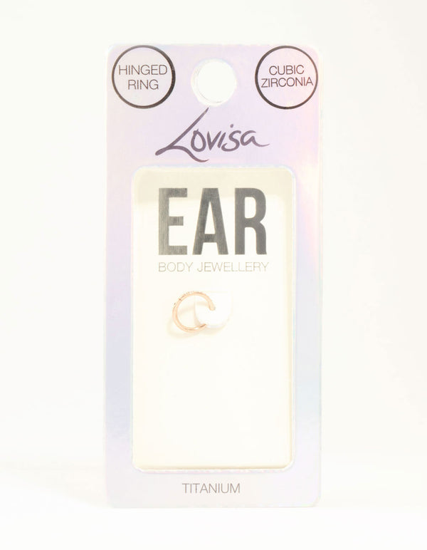 Rose Gold Plated Titanium Diamante Clicker Ring