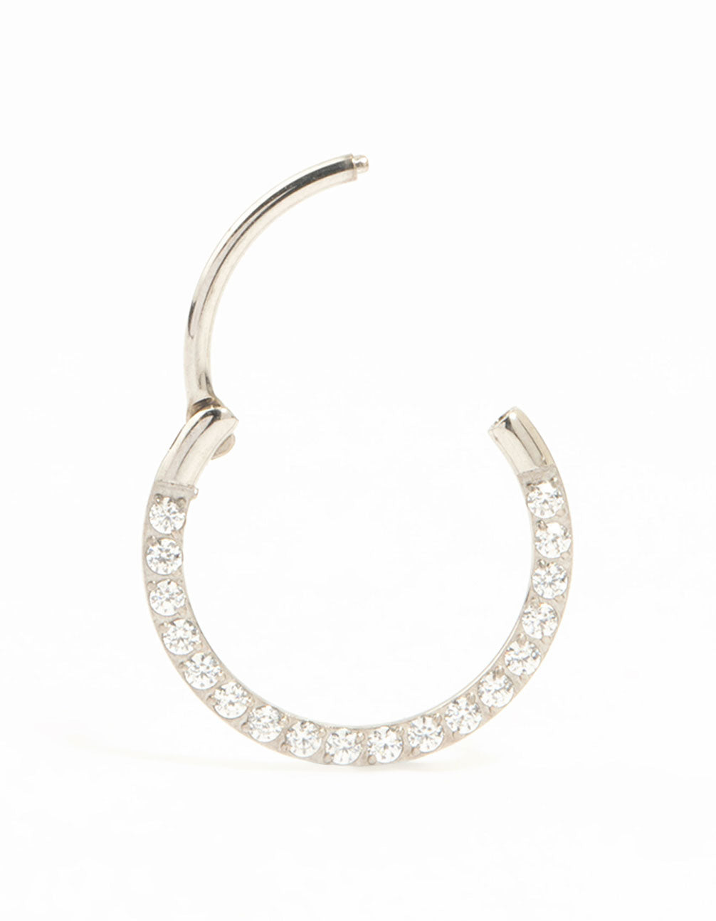 Titanium Cubic Zirconia Clicker Ring 10 mm