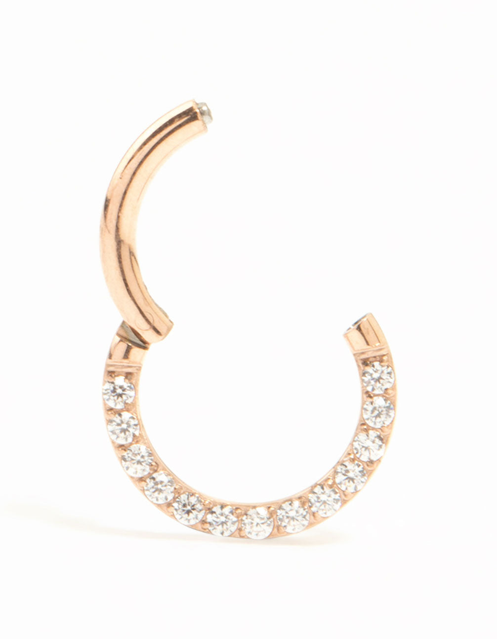 Rose Gold Plated Titanium Cubic Zirconia Clicker Ring
