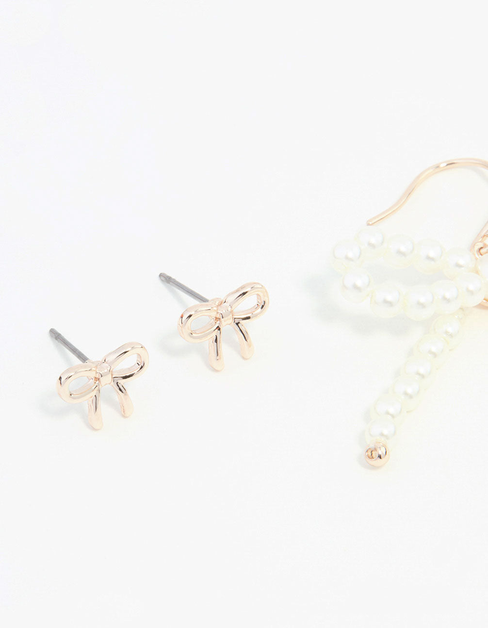 Rose Gold, Pearl & Bow Earrings 3-Pack