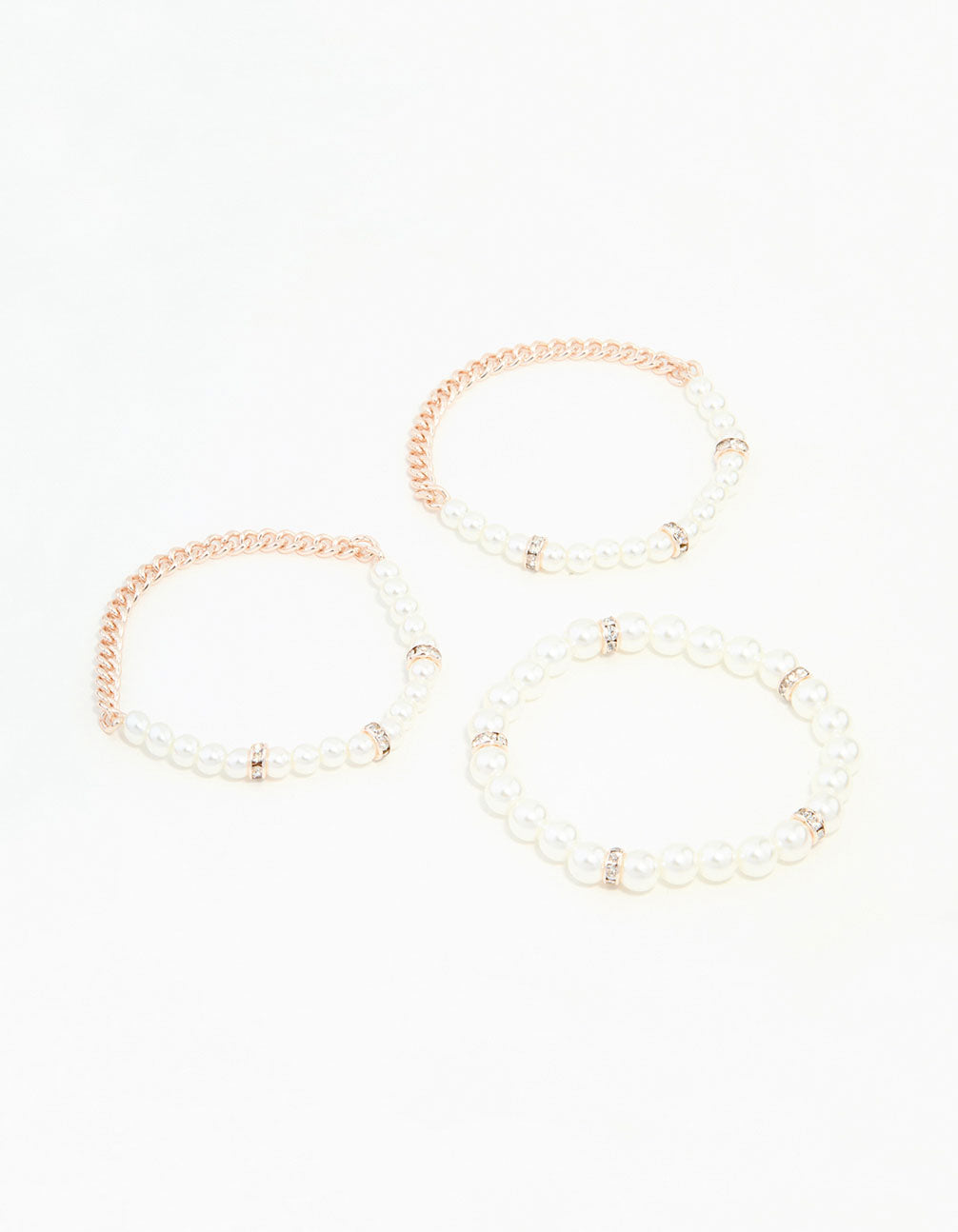 Rose Gold & Pearl Bracelets Stretch Bracelets 3-Pack