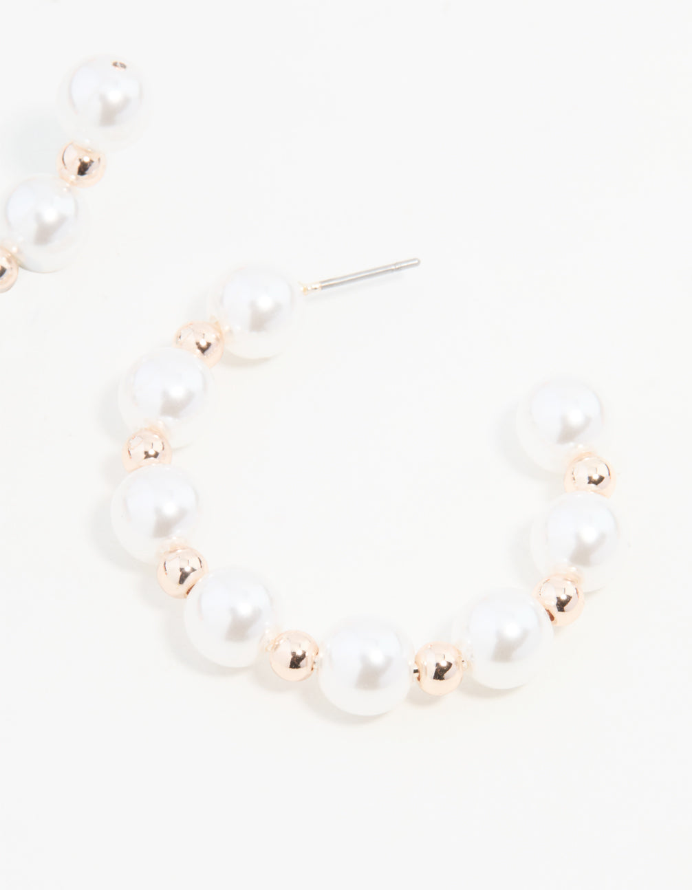 Rose Gold Ball & Pearl Hoop Earrings