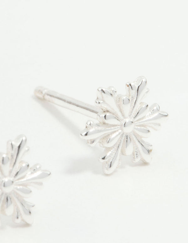 Sterling Silver Snowflake Stud Earrings