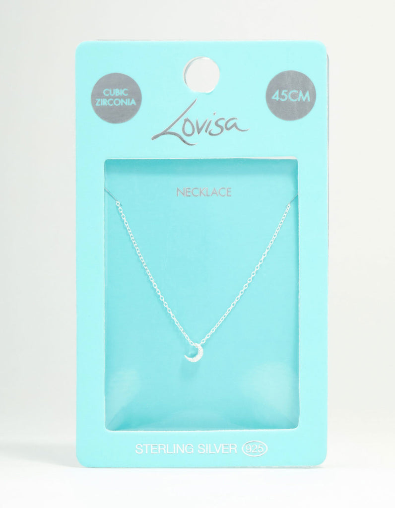 Sterling Silver Cubic Zirconia Moon Necklace Lovisa