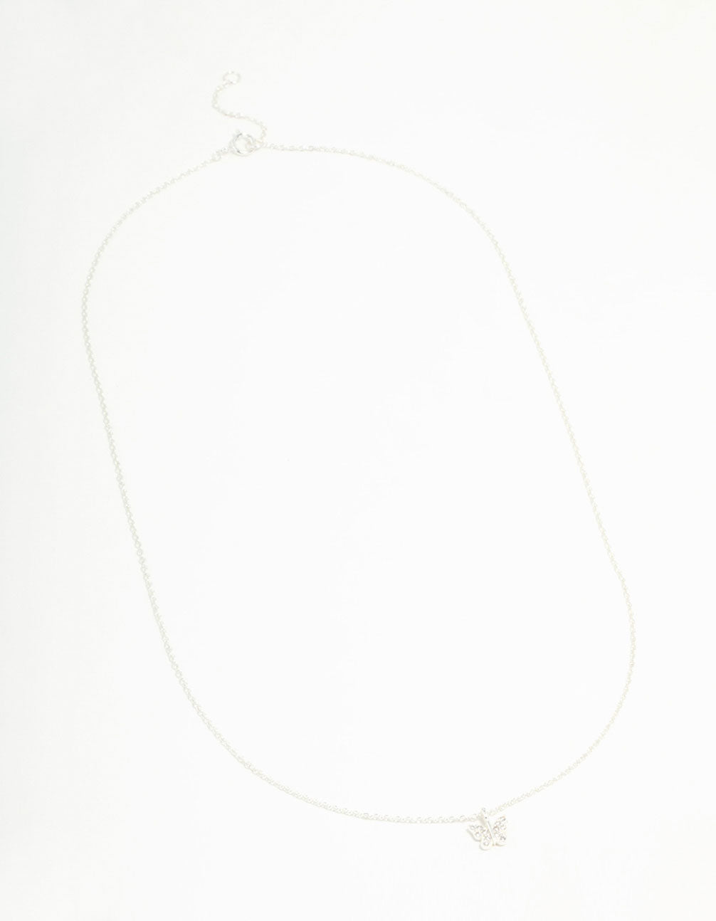 Sterling Silver Cubic Zirconia Mini Butterfly Necklace