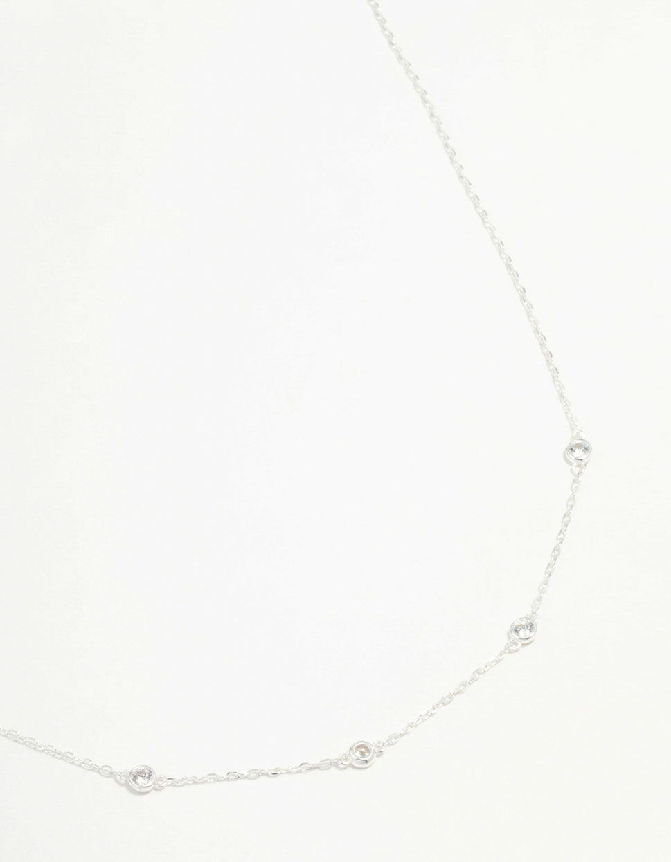 Sterling Silver Circle Cubic Zirconia Chain Necklace