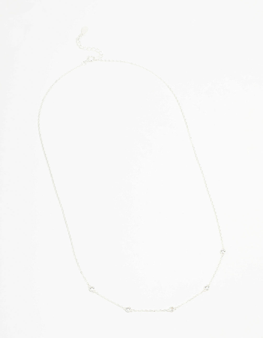 Sterling Silver Circle Cubic Zirconia Chain Necklace