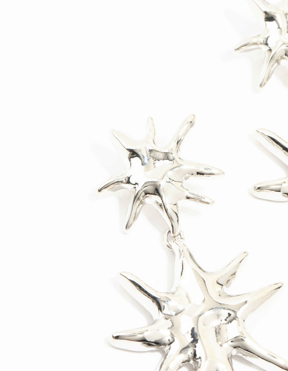 Silver Starburst Drop Earrings