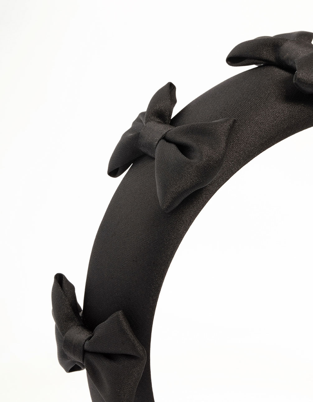 Black Fabric Puffy Small Bow Headband