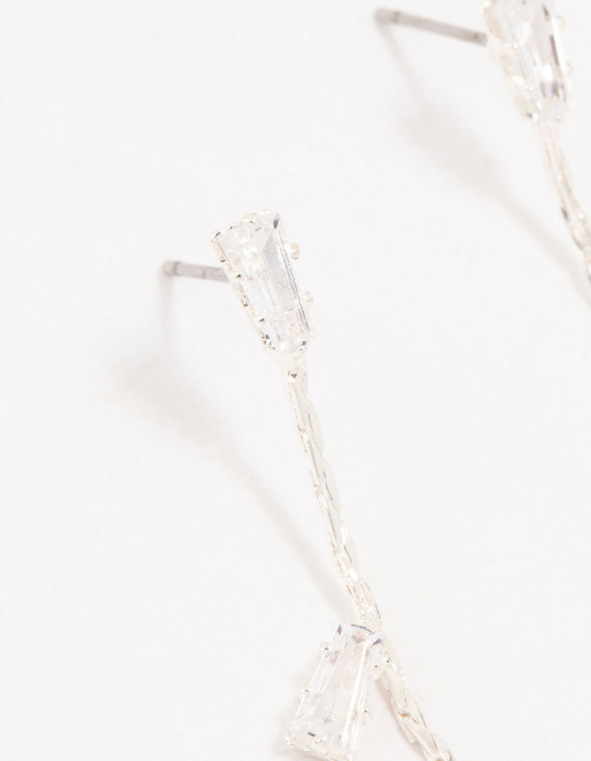 Silver Freshwater Pearl Cubic Zirconia Leaf Drop Earrings