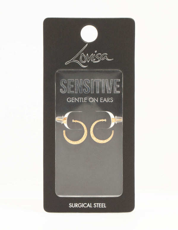 Gold Plated Surgical Steel Mini Hammered Hoop Earrings