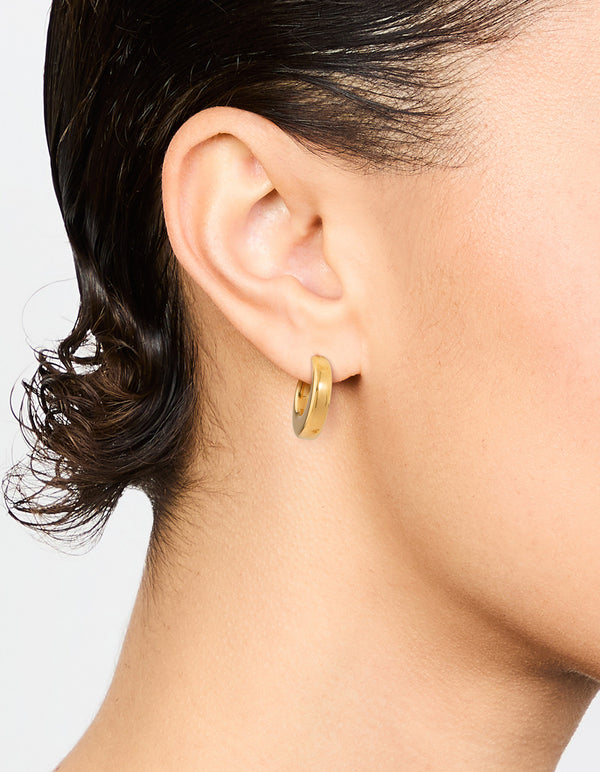 Gold Plated Surgical Steel Moon Shaped Hoop Earrings