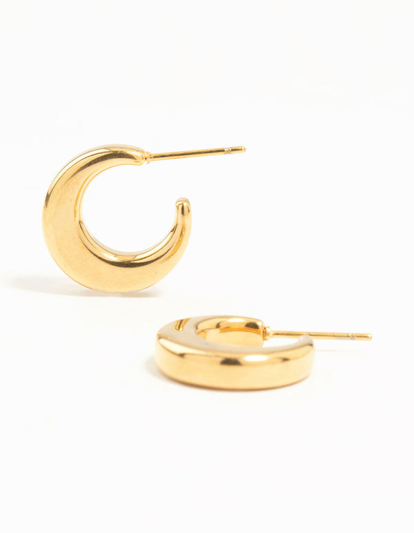 Gold Plated Surgical Steel Moon Shaped Hoop Earrings