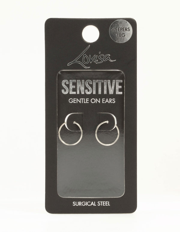 Featuring surgical steel medium sleeper earrings, 12 mm in silver front view