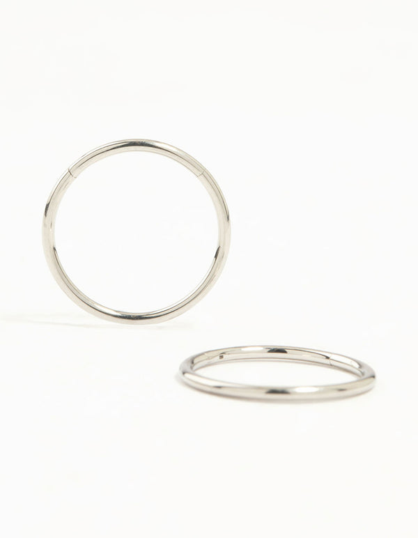 Featuring surgical steel medium sleeper earrings, 12 mm in silver front view