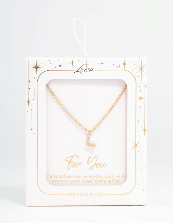 Gold Plated Cubic Zirconia Letter L Necklace