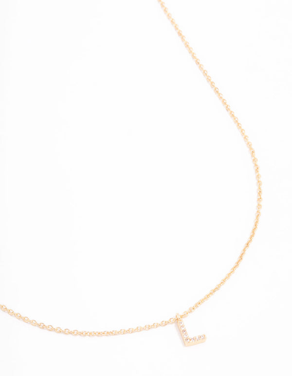 Gold Plated Cubic Zirconia Letter L Necklace