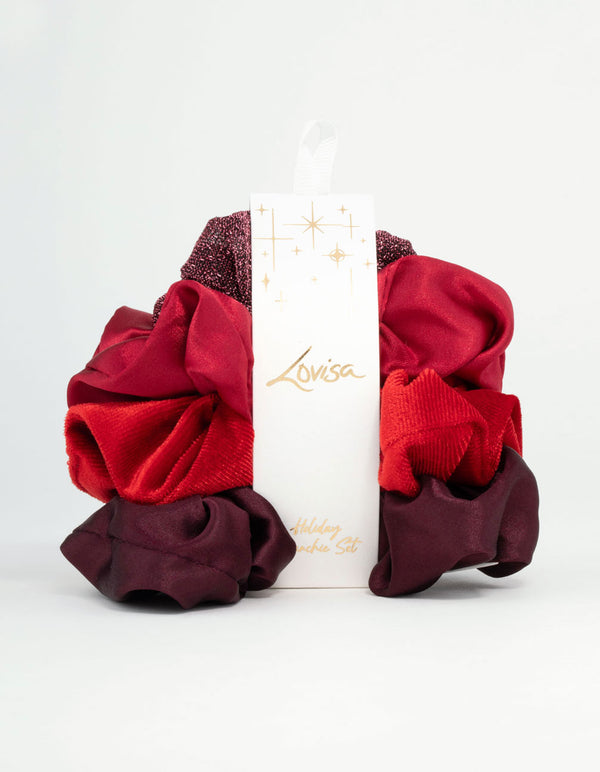 Red & Burgundy Scrunchies 4-Pack