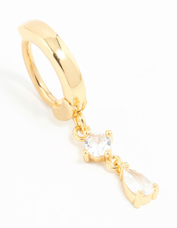 Gold Plated Surgical Steel Pear Cubic Zirconia Drop Belly Ring