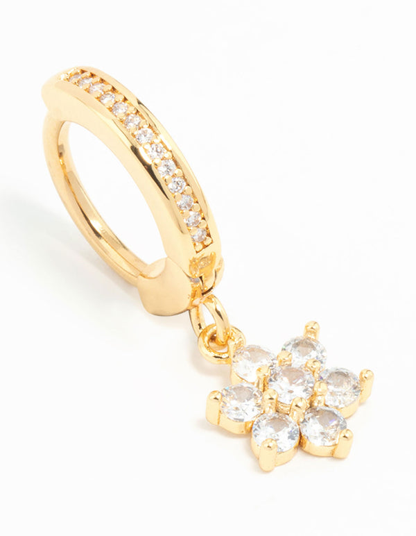 Gold Plated Surgical Steel Cubic Zirconia Flower Belly Ring