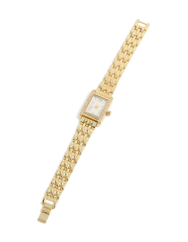 Gold & Diamante Roman Numeral Watch
