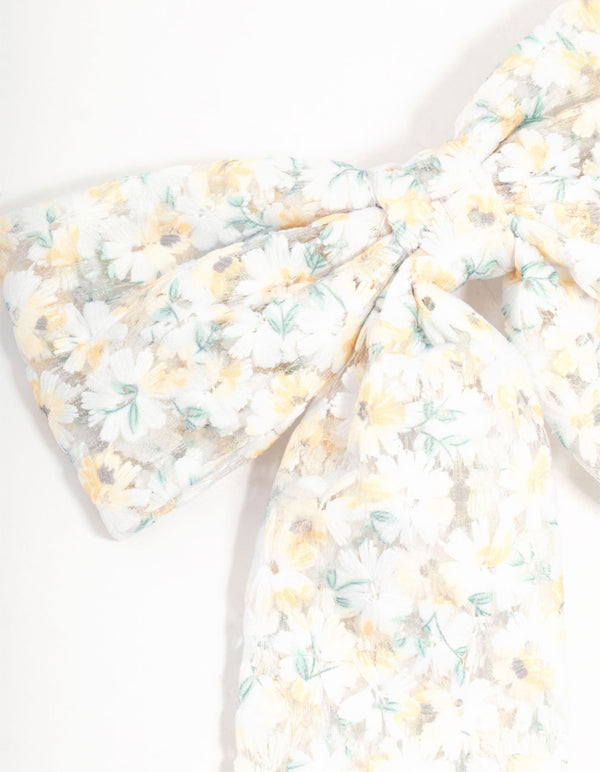 Medium Floral Fabric Bow Clip