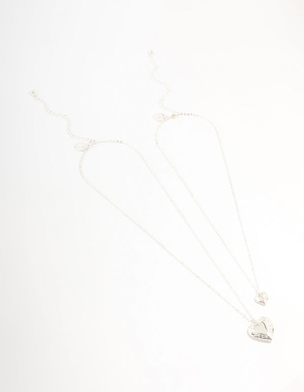 Silver Filigree Heart Locket Necklaces 2-Pack