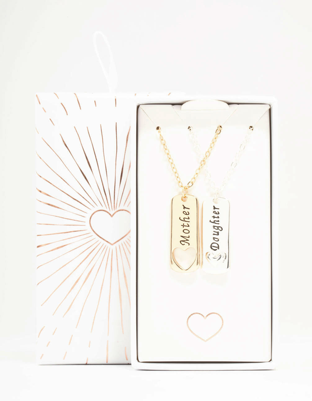 Mixed Metals Mother & Daughter Tag Heart Necklaces 2-Pack